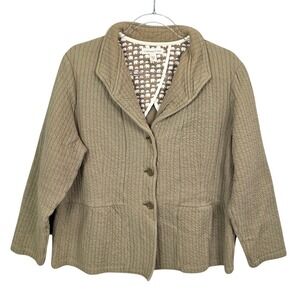 Coldwater Creek Quilted Coat Jacket Womens 20 Cottage Boho Rustic Capsule Button